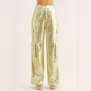 Cargo Sequined Trousers in Gold